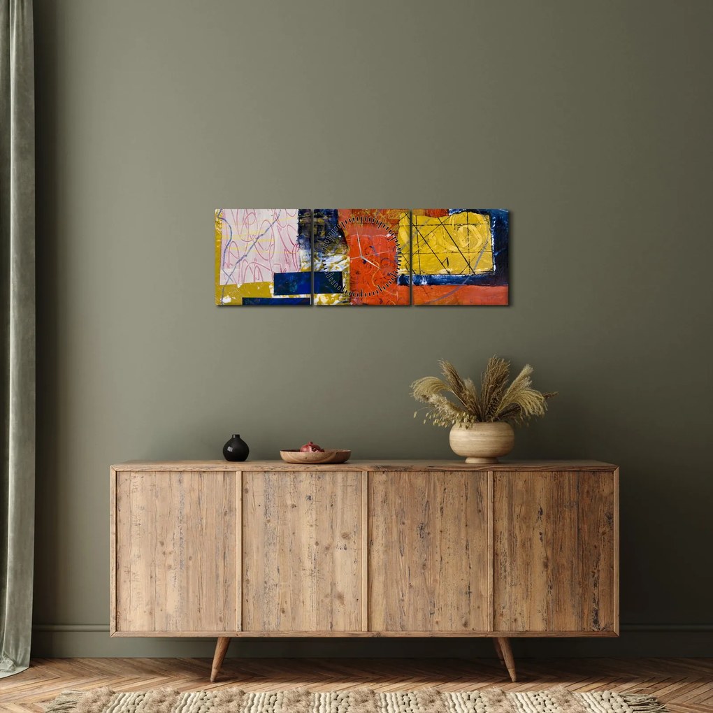 Obraz - Abstrakcia (s hodinami) (90x30 cm)