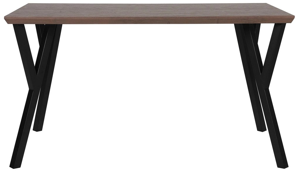 Jedálenský stôl 140 x 80 cm tmavé drevo/čierna BRAVO Beliani