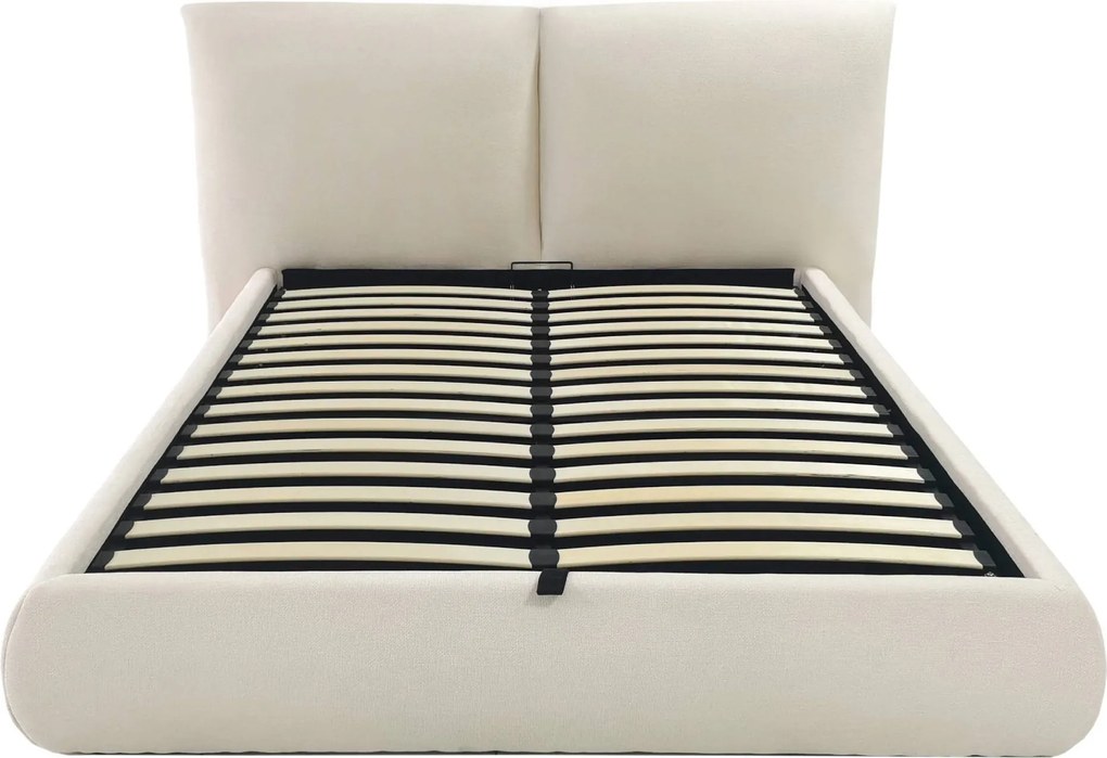 Dvoulůžková čalouněná postel Yunar 180x200 s roštem a úložným prostorem béžová