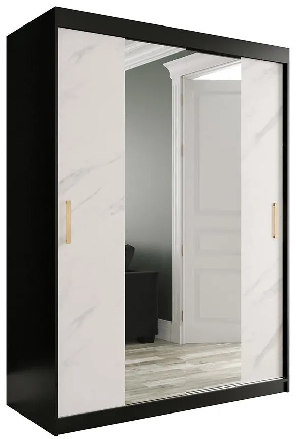 Skriňa Marmur T1 150 čierna/mramor biely