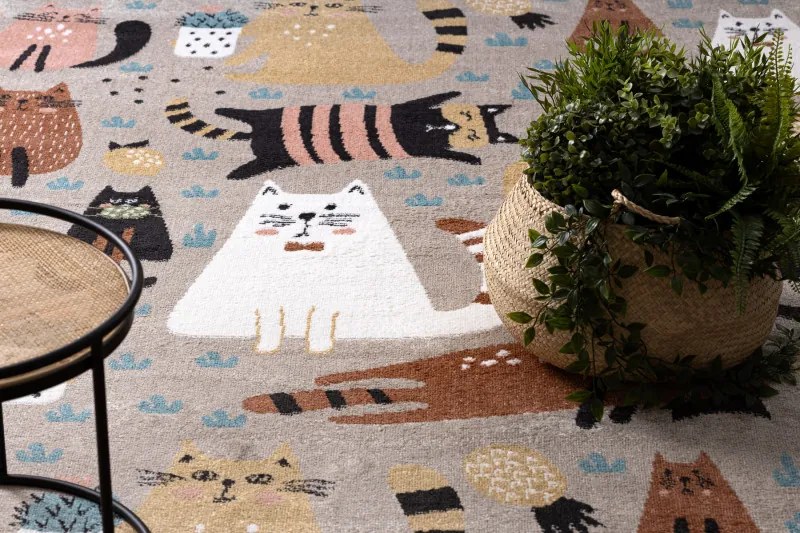 Dywany Łuszczów Detský kusový koberec Fun Kittens Cats beige - 180x270 cm