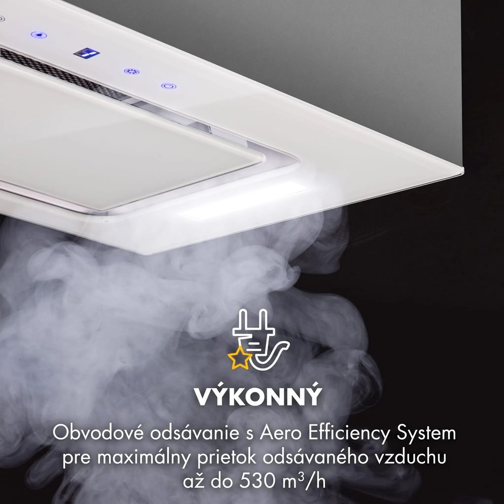 Klarstein Hektor, digestor, 52 cm, vstavaný, 467 m³/h, LED, dotykové ovládanie, sklo, biely