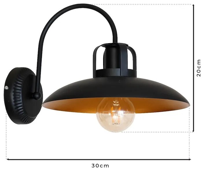 Nástenné svietidlo Felix, 1x zlaté/čierne kovové tienidlo, b