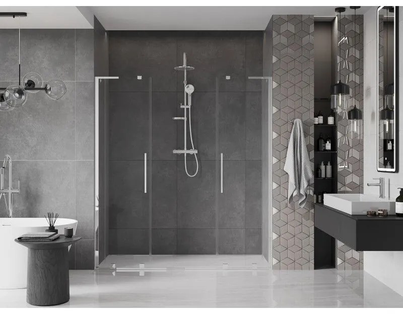 Mexen Velar L Duo, posuvné sprchové dvere do otvoru 200 cm, 8mm číre sklo, chrómová, 871-200-003-02-01