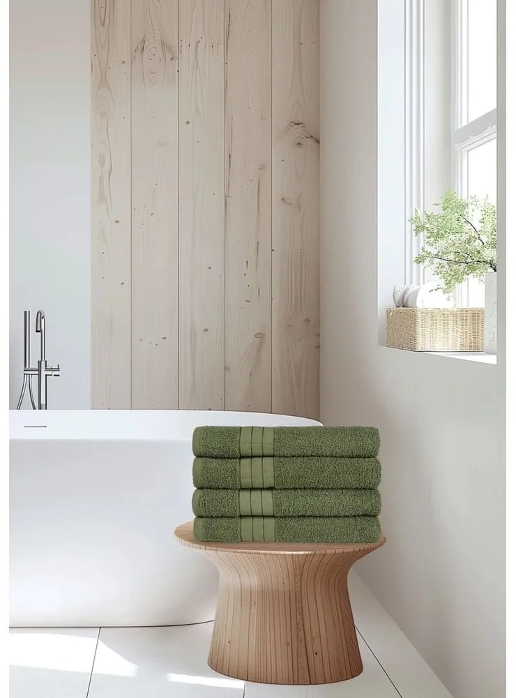 Tmavozelené froté bavlnené uteráky v súprave 4 ks 50x100 cm – Good Morning