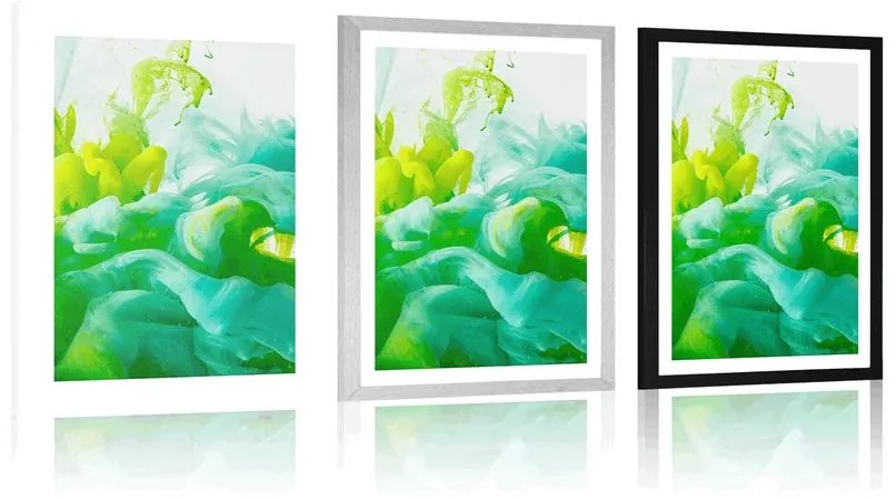 Plagát s paspartou atrament v zelených odtieňoch - 30x45 white