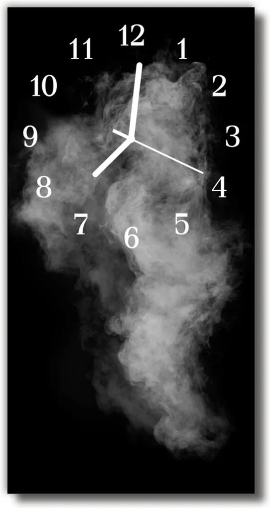 Skleněné hodiny vertikální  Abstrakce kouře. Černobílé