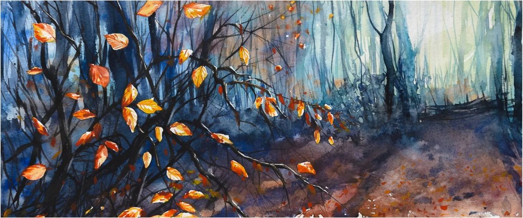 Obraz - Lúče jesenného slnka (120x50 cm)