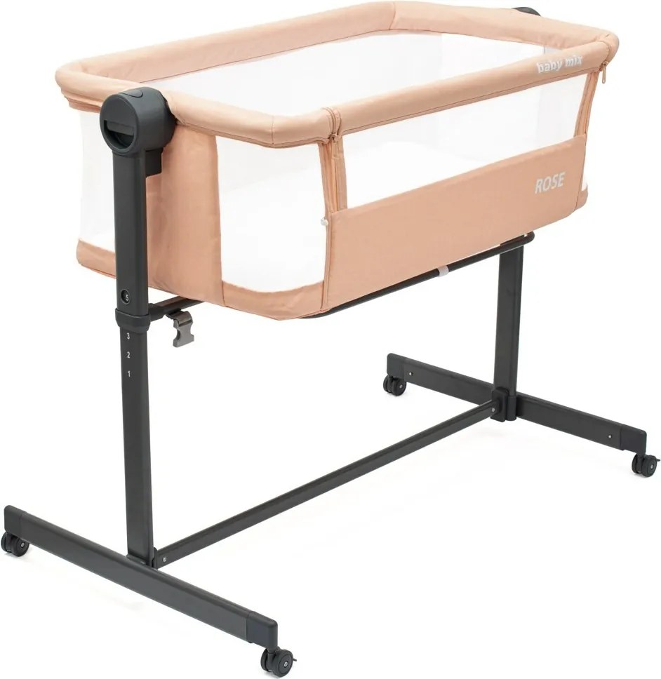 Baby Mix Prístavná postieľka Rose lososová, 84 x 80 x 52 cm