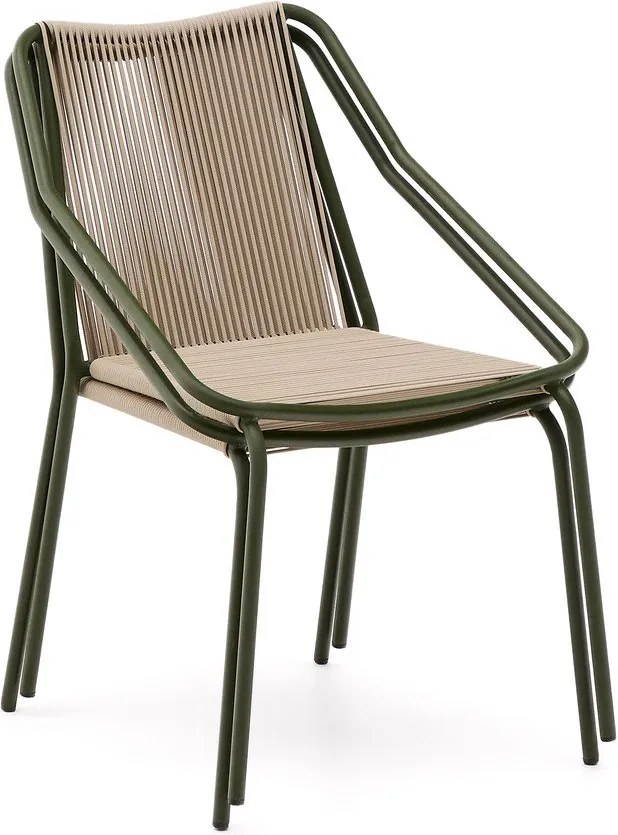 Tmavozelená/béžová kovová záhradná stolička Zivia – Kave Home
