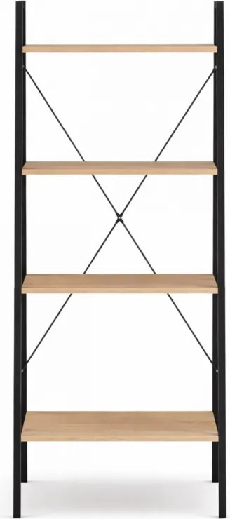 Vintino LOFTIS 4-úrovňový regál 147x60x35 cm svetlohnedý/čierny