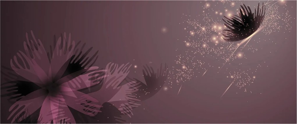 Obraz kvetu s motýľom (120x50 cm)