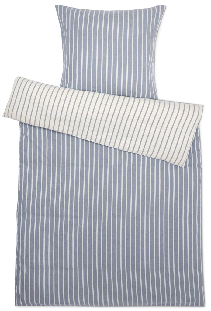 Flanelová posteľná bielizeň, pásikavá, modrá, štandardná veľkosť