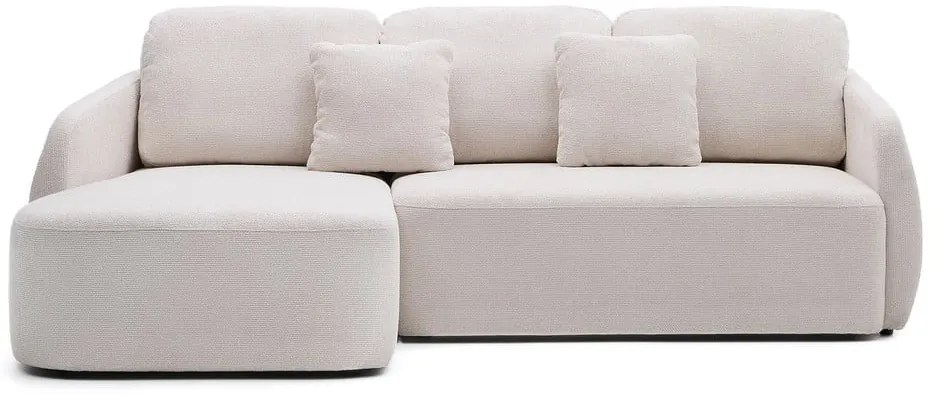 Krémová ženilková rozkladacia rohová pohovka (ľavý roh/s leňoškou) Laira – Kave Home