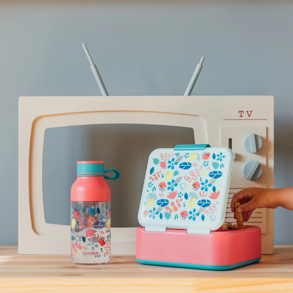 Plastová fľaša Ice Kids s pútkom Flowers 430 ml