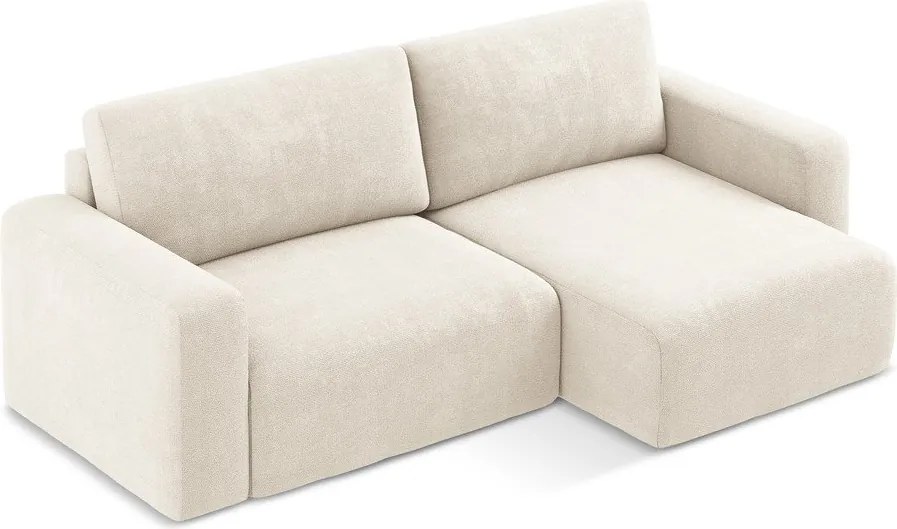 Krémovobiela ženilková rozkladacia/s úložným priestorom rohová pohovka (pravý roh/s leňoškou) Kona – Makamii