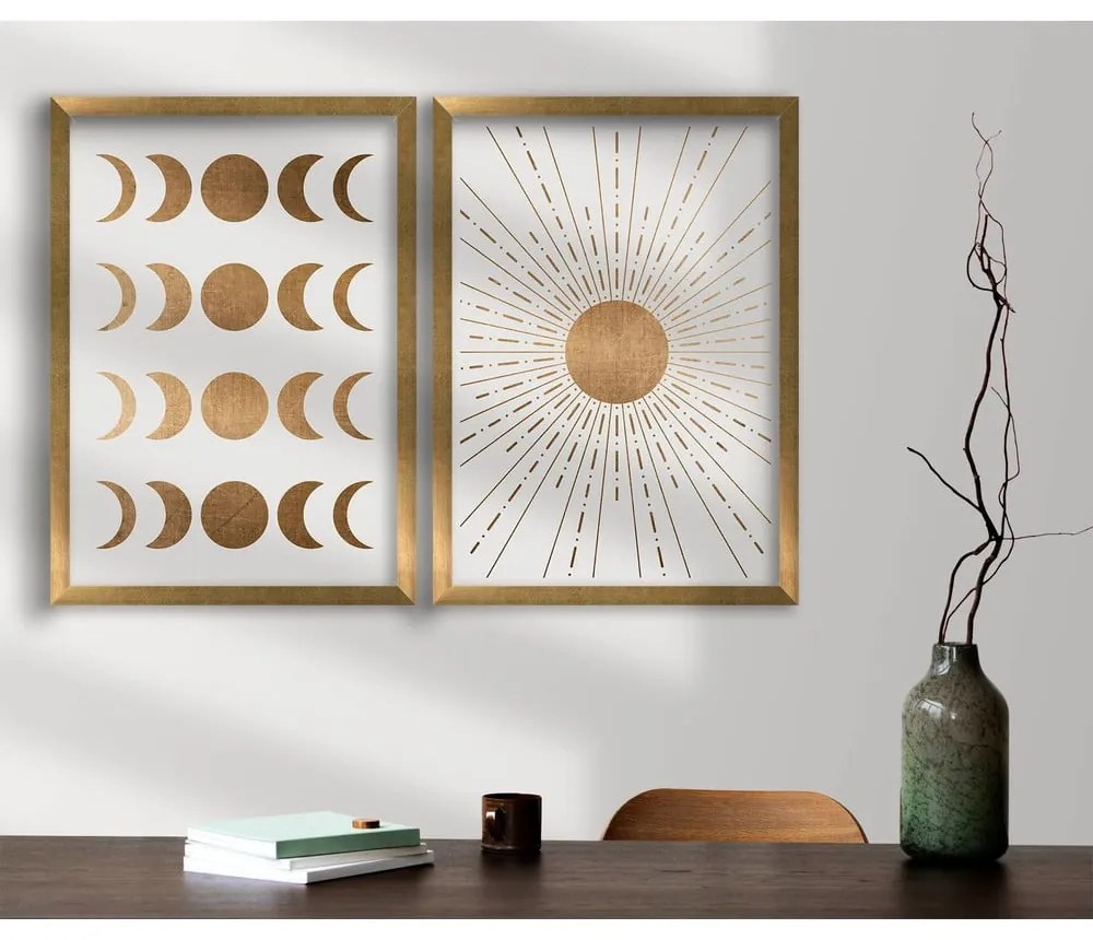 Plagát v ráme 38x53 cm Moon &amp; Sun – Wallity