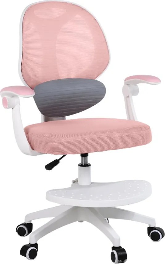 Detská otočná stolička Neoseat JUNI 009 s podnožou — látka, ružová