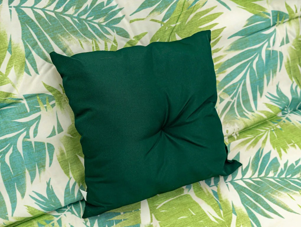 Záhradná hojdačka so strieškou, skladacia 2x1 so vzorom palmových listov