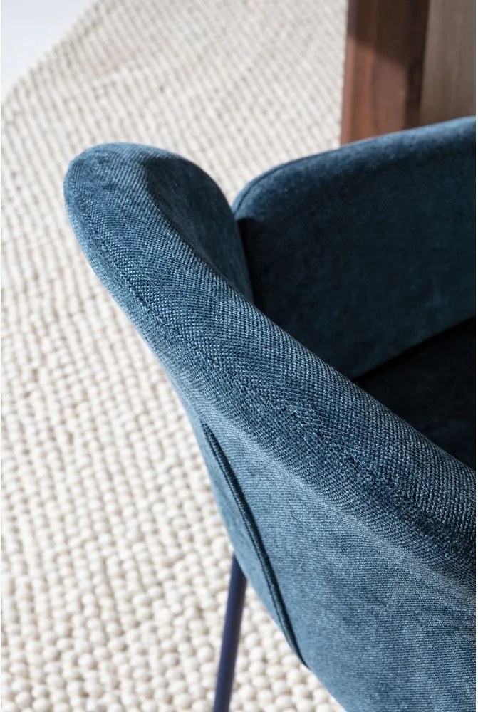 Modré čalúnené jedálenské kreslá v súprave 2 ks Aslin – MOME