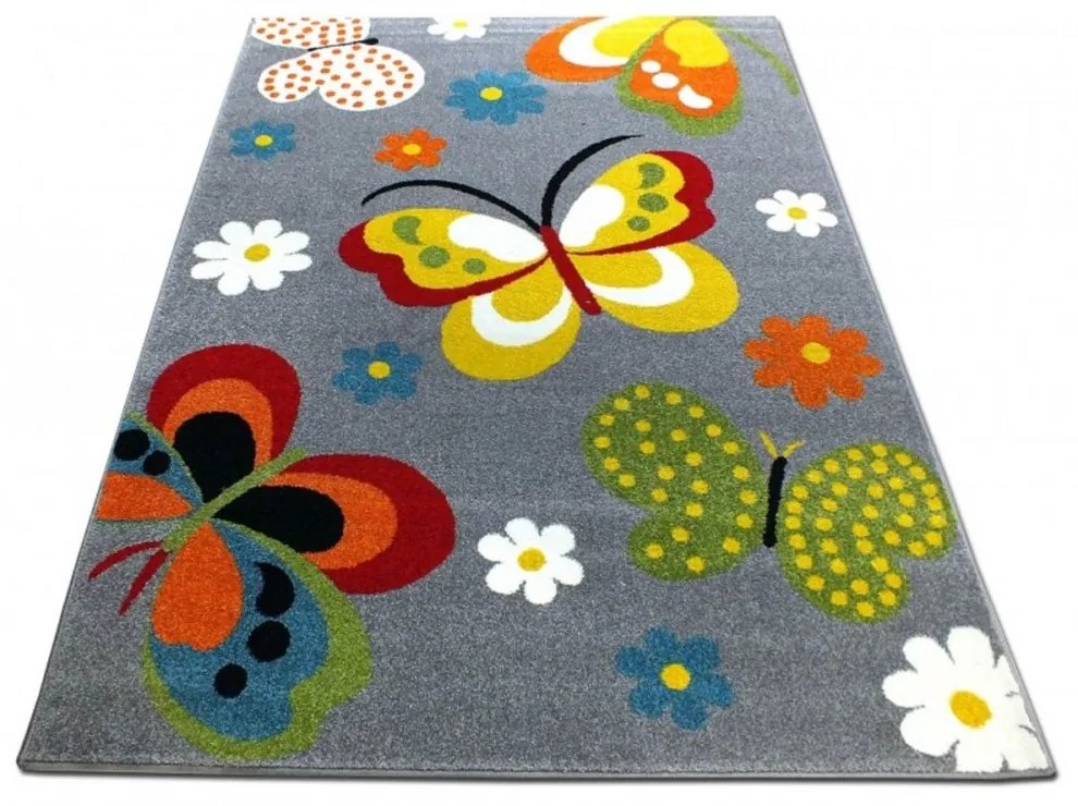 Detský koberec Motýle sivý, Velikosti 200x290cm