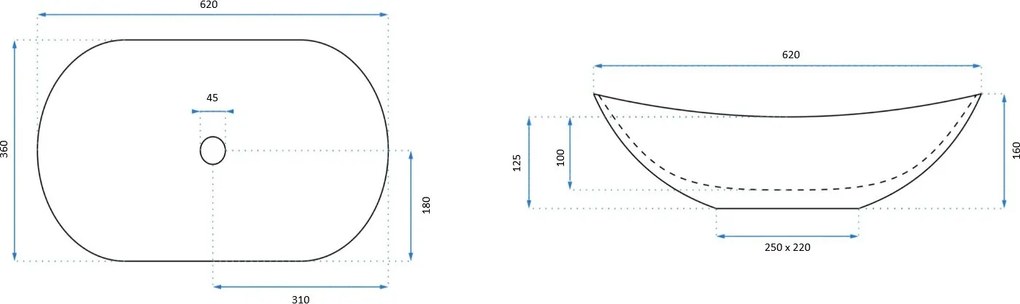 Rea Royal, umývadlo na dosku 620x360x160 mm, béžová-hnedá, REA-U0626