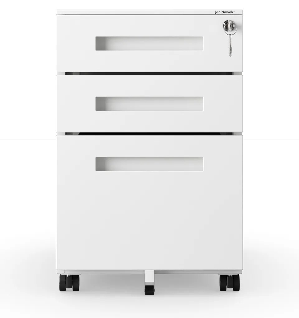 Kovový kontejner pod stůl KATE 390 x 600 x 500 mm, bílý