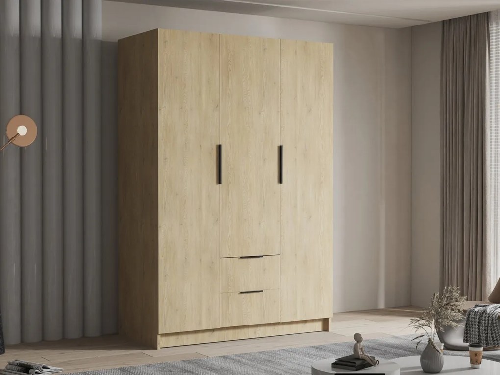 Šatníková skriňa Cumair I 150, Farby: biela / biela + čierna