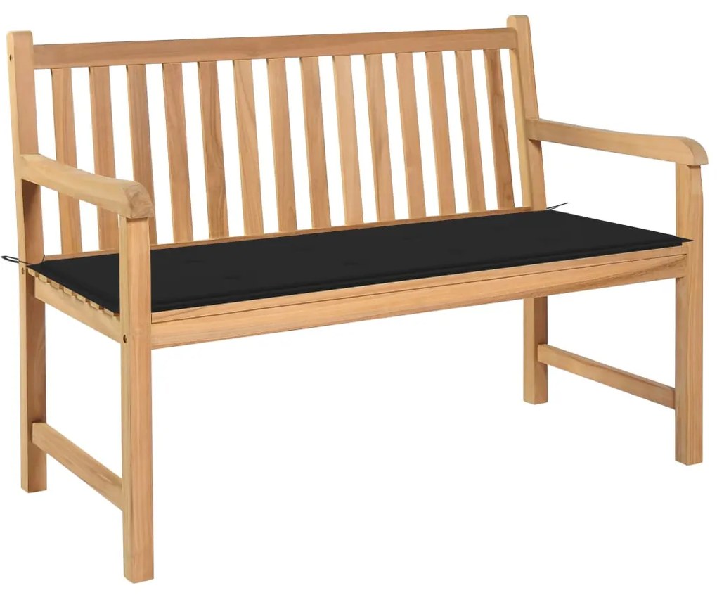 vidaXL Záhradná lavička s čiernou podložkou 120 cm tíkový masív