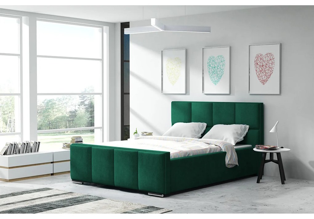 Posteľ OLIVIA 13 STANDARD 140x200 cm - strieborné nohy Tmavohnedá