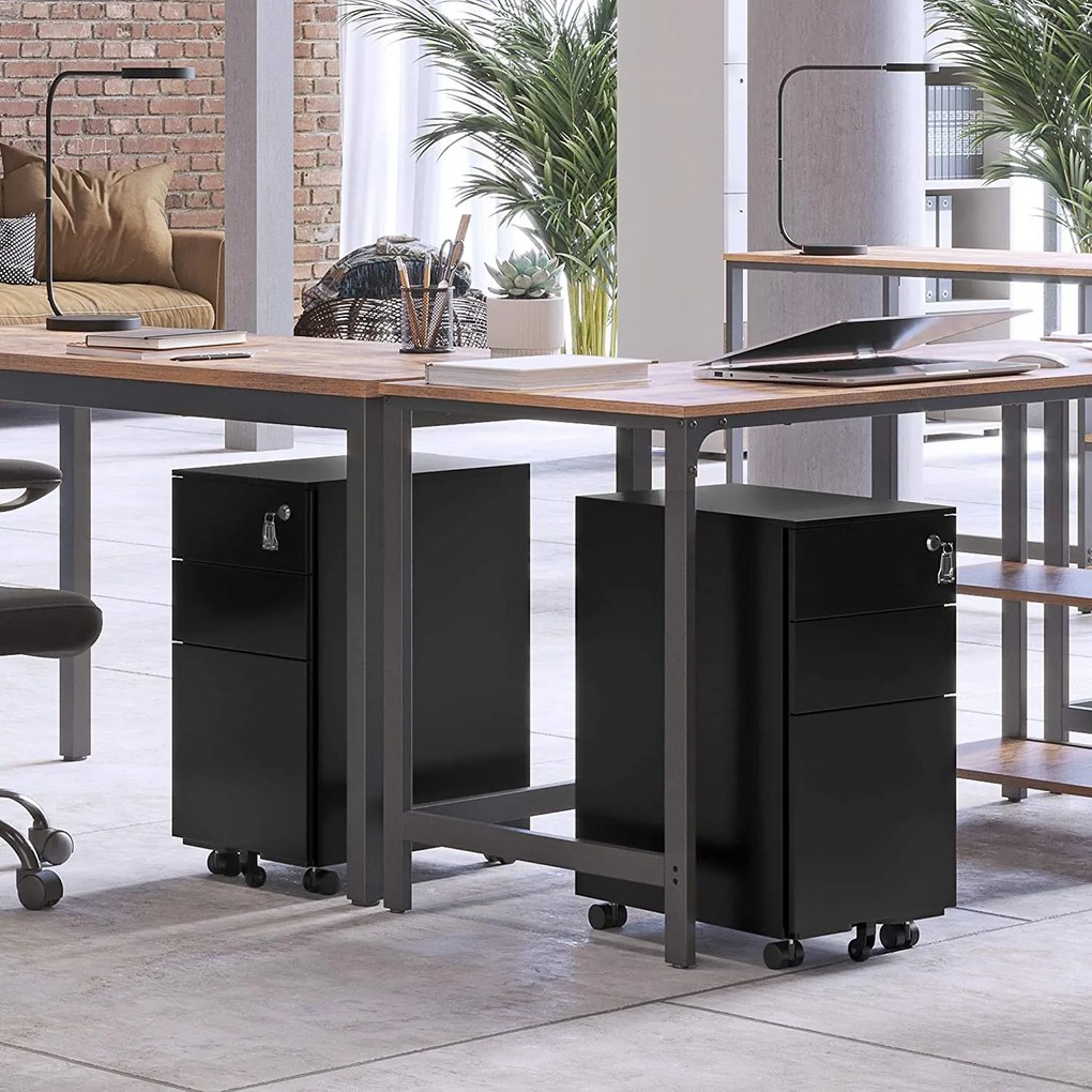 Kancelársky kontajner, uzamykateľný, so závesnou registratúrou, 60x30x45cm, čierny