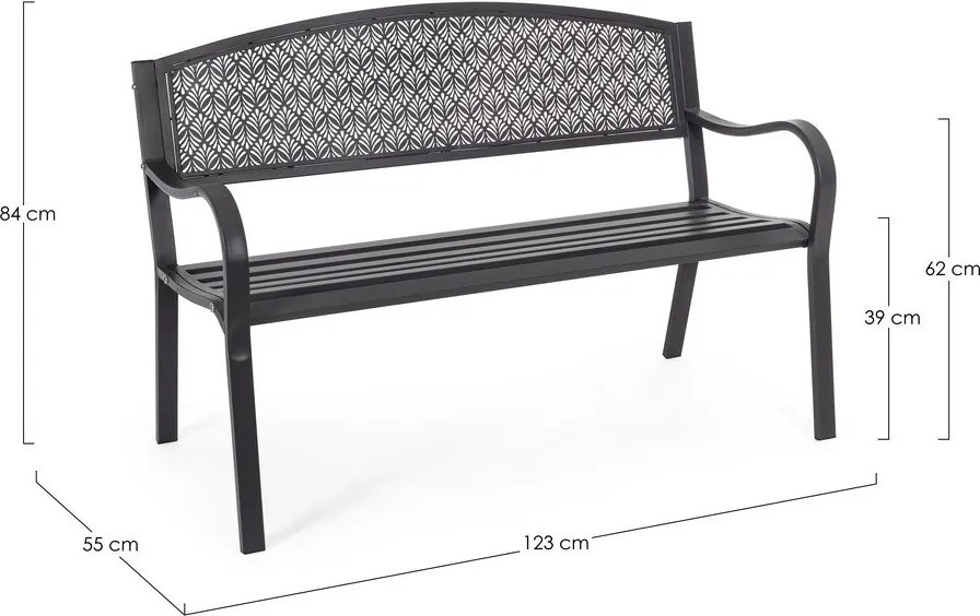 Antracitová kovová záhradná lavica Lizette – Bizzotto