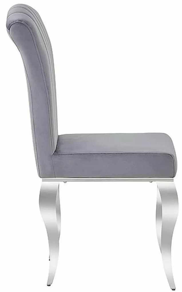 Sametová jídelní židle Prince šedá/chrom