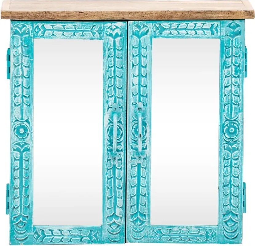 furniture-nabytek.cz - Masívna zrkadlová skrinka Santa Cruz z mangového dreva, modrá