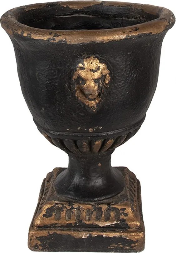 Čierno-hnedý antik kvetináč v tvare čaše Baroque - Ø 33*42 cm