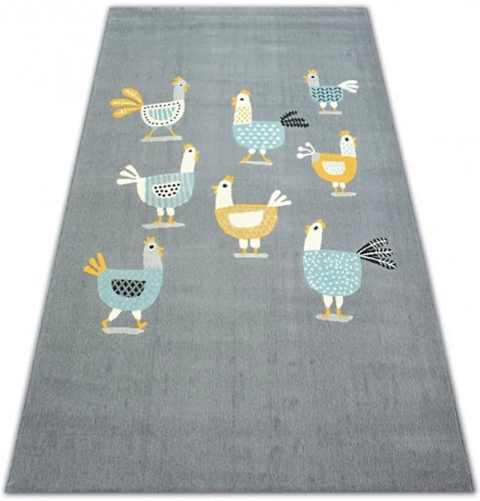 Detský kusový koberec PP Sliepočky sivý, Velikosti 120x170cm