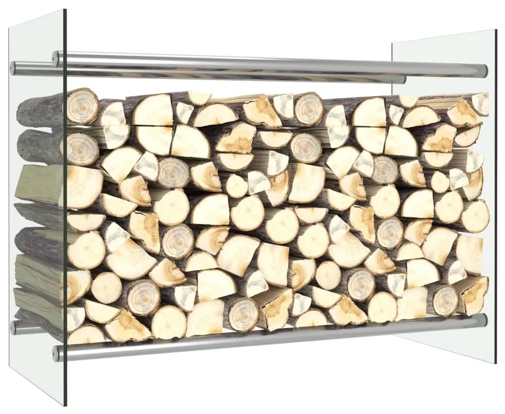 vidaXL Stojan na krbové drevo, priehľadný 80x35x60 cm, sklo