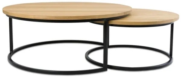 SADA 2x Konferenčný stolík OAKLOFT 38x90 cm čierna/dub