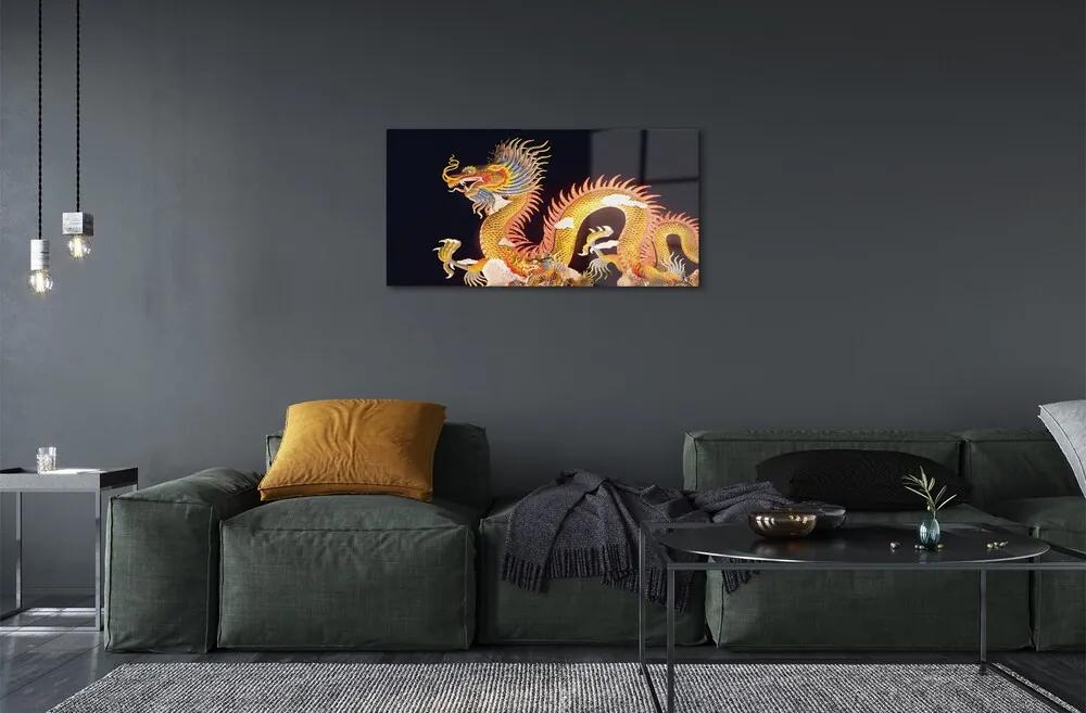 Sklenený obraz Golden Japanese Dragon 125x50 cm