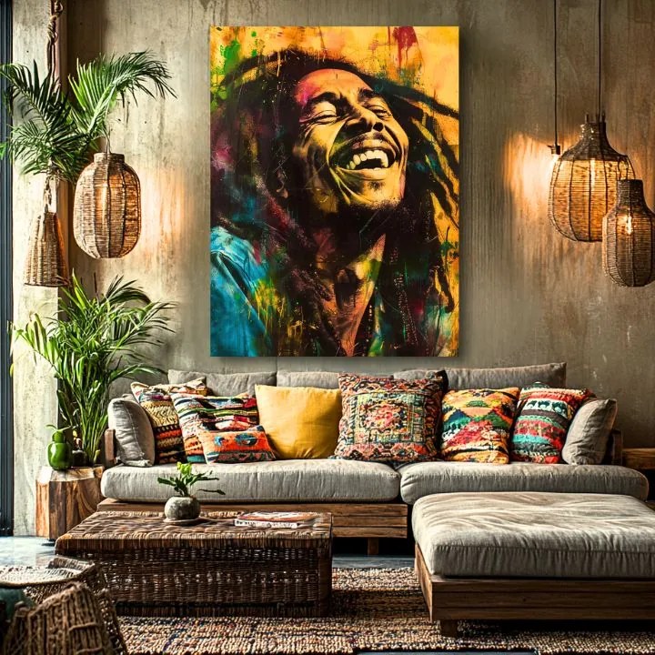 Obraz Bob Marley - Jamajská hviezda | 100% originál domaľovaný akrylom 60x90 cm