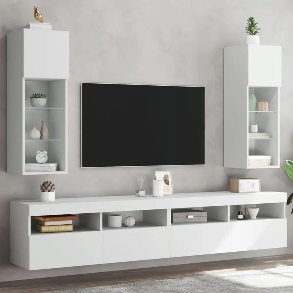TV skrinky s LED svetlami 2 ks biele 30,5x30x90 cm 837002