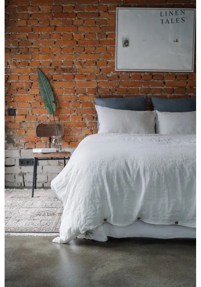 Biela napínacia ľanová plachta 140x200 cm White – Linen Tales