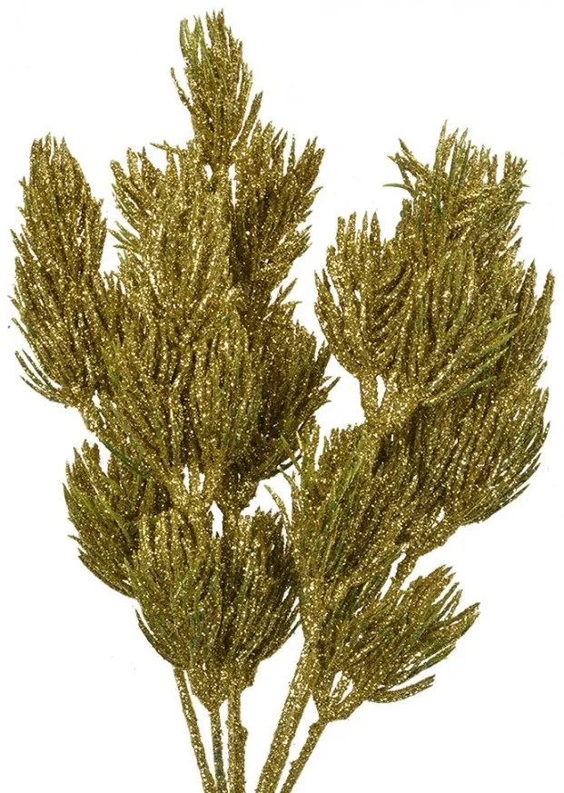 Vianočná zlatá umelá trblietavá vetvička borovice - 10*8*30 cm