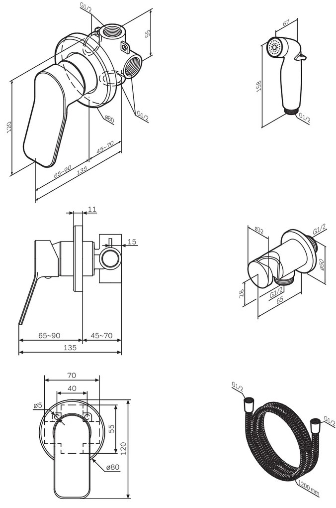Batéria s hygienickou sprchou AM.PM X-Joy F40HXA00 chróm