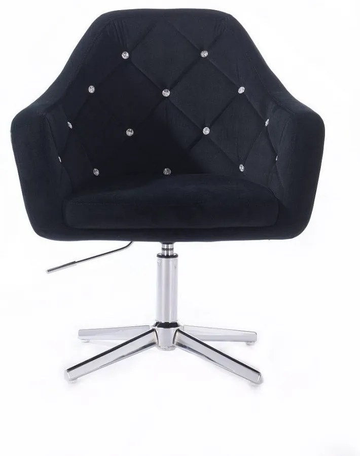 LuxuryForm DESIGN Kreslo ROMA VELUR na striebornom kríži - čierne