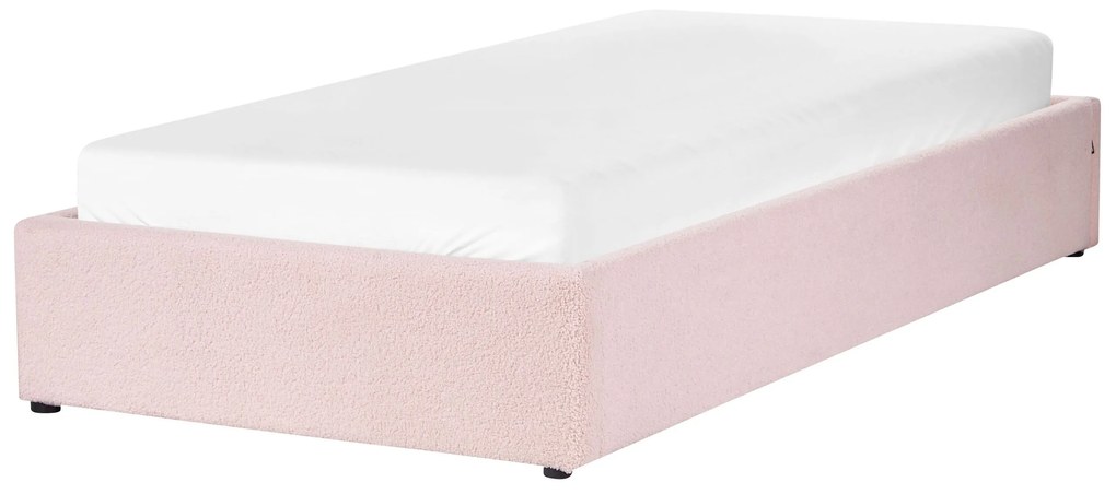 Buklé posteľ s úložným priestorom 90 x 200 cm pastelová ružová DINAN Beliani