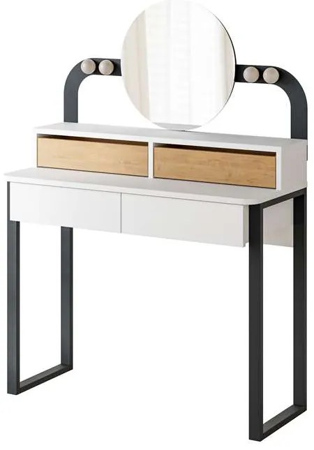 Toaletný stolík Houseland Lora biely/dub safírový