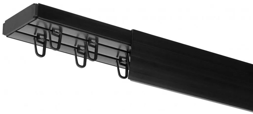 Dekodum PVC stropná lišta s krytom dvojitá čierna Dĺžka koľajnice (cm): 150, Typ prichytenia: Žabky