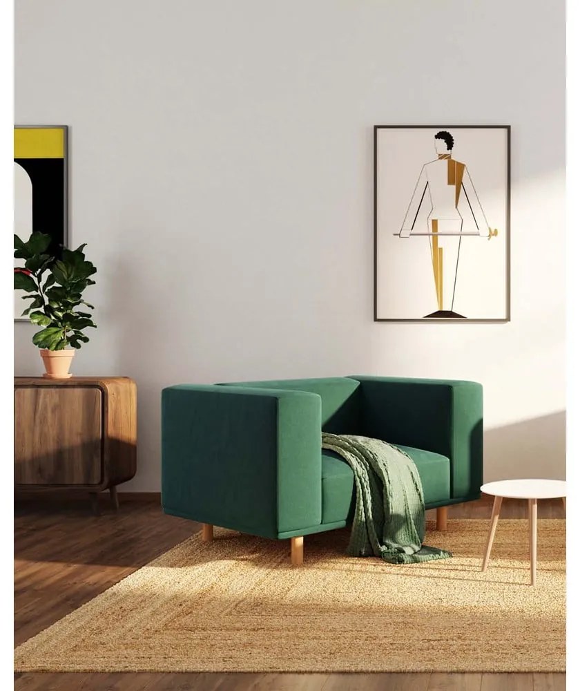 Tmavozelené zamatové relaxačné kreslo Kukumo – Ame Yens