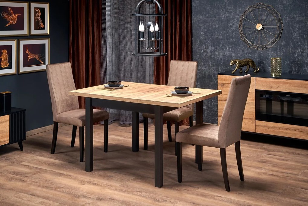 Jedálenský rozťahovací stôl TIAGO SQUARE 90/125 cm dub craft zlatý/čierny